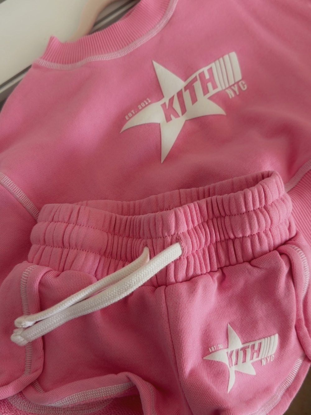 Kith Kids Pink Star Logo Sweatshorts & Top Set